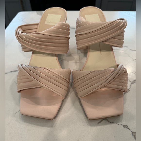 Dolce Vita Pilton heels light pink stella 7.5 ruched design open back sandals - Picture 2 of 10